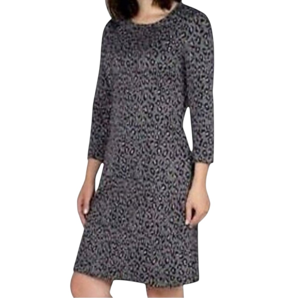Talbots Leopard Print Ponte Knit Back Zip Sheath‎ Dress Size 10 Career Office